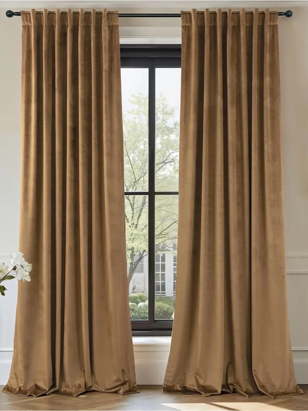 Pitalk brown-52x90 Inch Curtains Velvet Gold Brown Modern Farmhouse Thermal